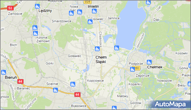 mapa Chełm Śląski, Chełm Śląski na mapie Targeo