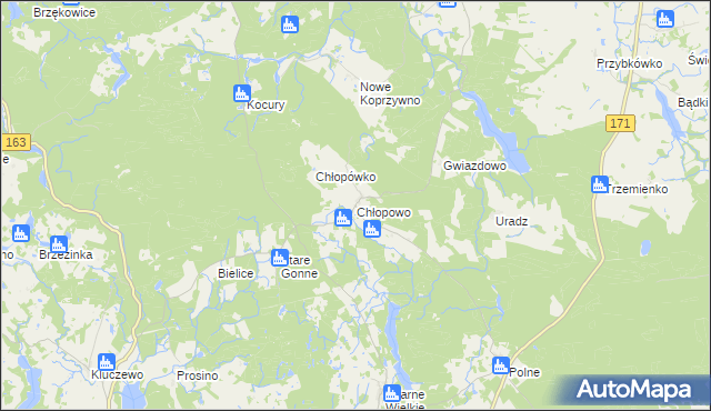 mapa Chłopowo gmina Barwice, Chłopowo gmina Barwice na mapie Targeo