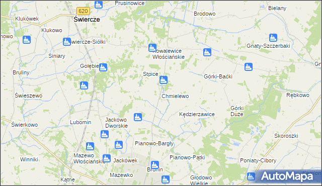 mapa Chmielewo gmina Świercze, Chmielewo gmina Świercze na mapie Targeo