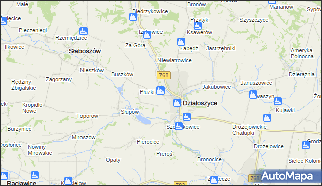 mapa Chmielów gmina Działoszyce, Chmielów gmina Działoszyce na mapie Targeo