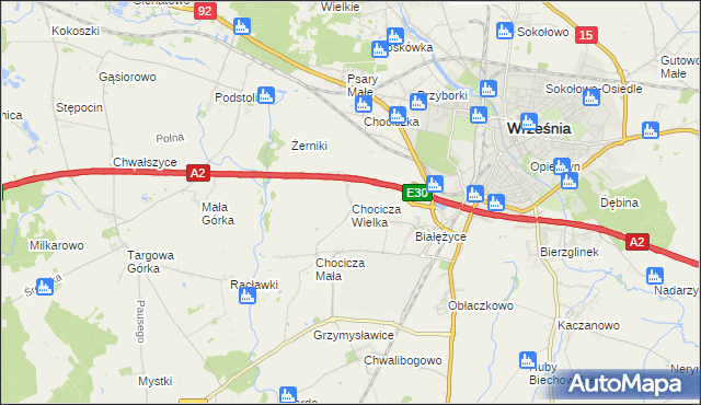 mapa Chocicza Wielka, Chocicza Wielka na mapie Targeo