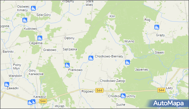 mapa Chodkowo-Biernaty, Chodkowo-Biernaty na mapie Targeo
