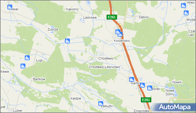 mapa Chodlewo, Chodlewo na mapie Targeo
