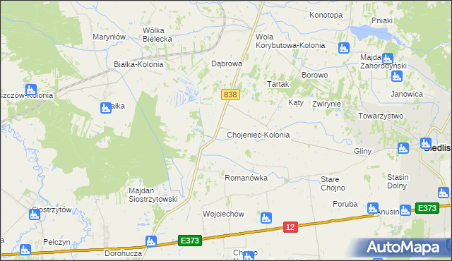 mapa Chojeniec-Kolonia, Chojeniec-Kolonia na mapie Targeo