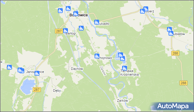 mapa Chojnowo gmina Bobrowice, Chojnowo gmina Bobrowice na mapie Targeo