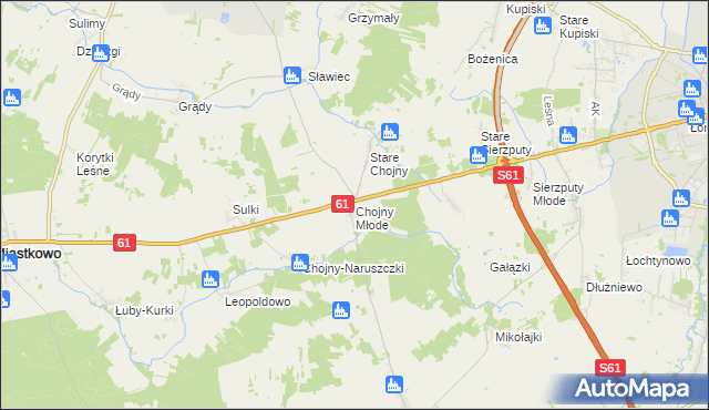 mapa Chojny Młode, Chojny Młode na mapie Targeo