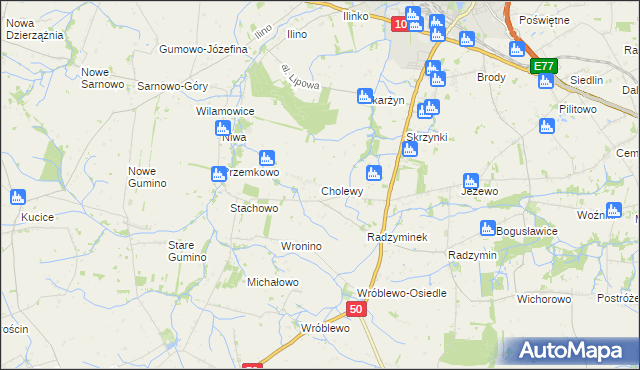 mapa Cholewy gmina Płońsk, Cholewy gmina Płońsk na mapie Targeo