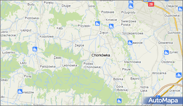 mapa Chorkówka, Chorkówka na mapie Targeo