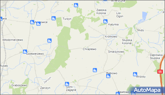 mapa Chraplewo gmina Szubin, Chraplewo gmina Szubin na mapie Targeo