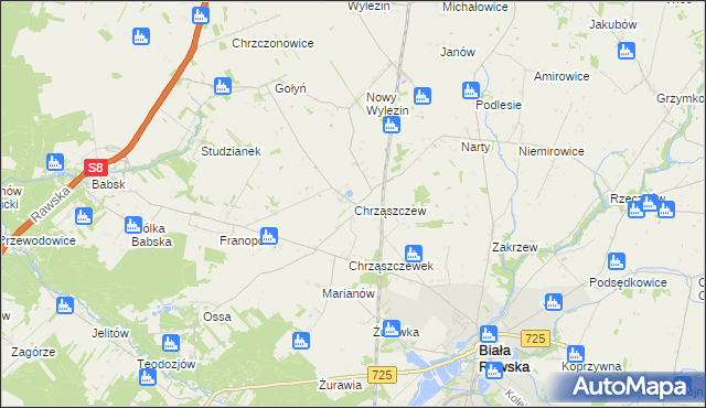 mapa Chrząszczew, Chrząszczew na mapie Targeo