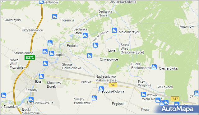 mapa Chwałowice gmina Iłża, Chwałowice gmina Iłża na mapie Targeo