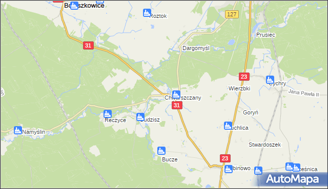 mapa Chwarszczany, Chwarszczany na mapie Targeo