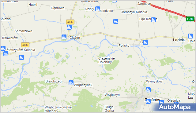 mapa Ciążeńskie Holendry, Ciążeńskie Holendry na mapie Targeo