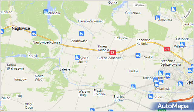 mapa Cierno-Zaszosie, Cierno-Zaszosie na mapie Targeo