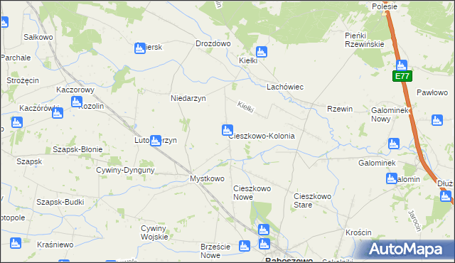 mapa Cieszkowo-Kolonia, Cieszkowo-Kolonia na mapie Targeo