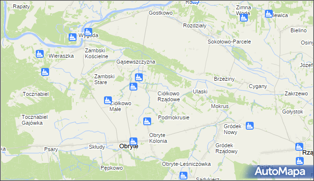 mapa Ciółkowo Rządowe, Ciółkowo Rządowe na mapie Targeo