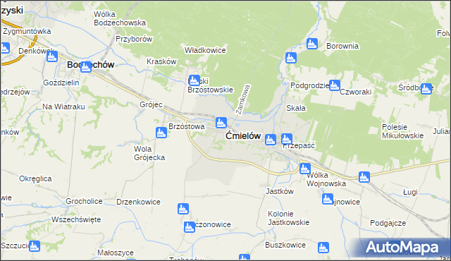 mapa Ćmielów, Ćmielów na mapie Targeo