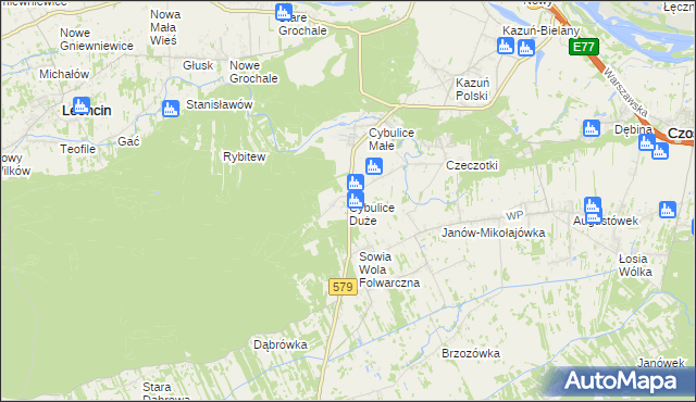 mapa Cybulice Duże, Cybulice Duże na mapie Targeo