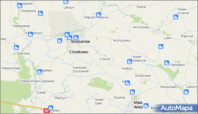 mapa Cybulin gmina Bodzanów, Cybulin gmina Bodzanów na mapie Targeo