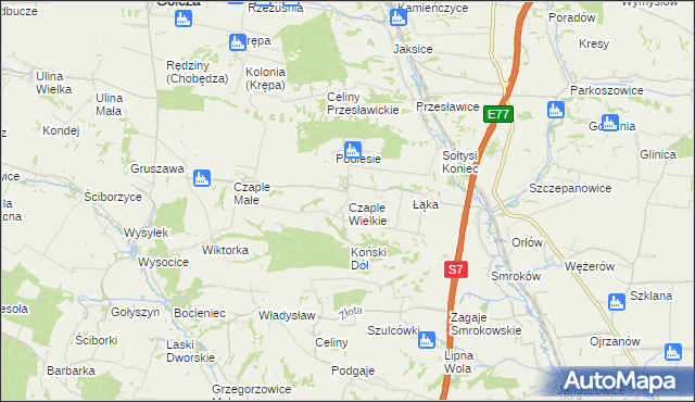 mapa Czaple Wielkie, Czaple Wielkie na mapie Targeo