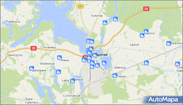 mapa Czaplinek powiat drawski, Czaplinek powiat drawski na mapie Targeo