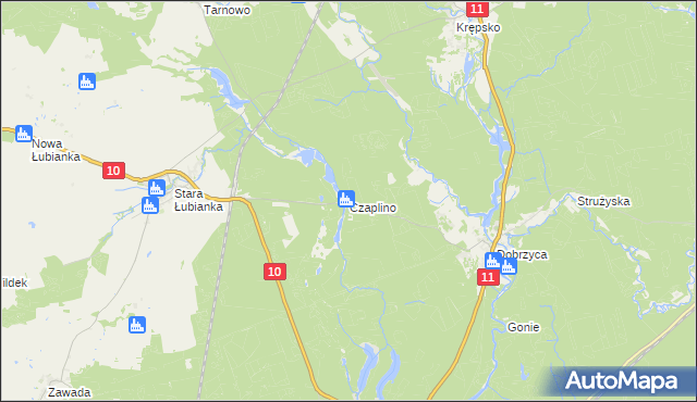 mapa Czaplino gmina Szydłowo, Czaplino gmina Szydłowo na mapie Targeo