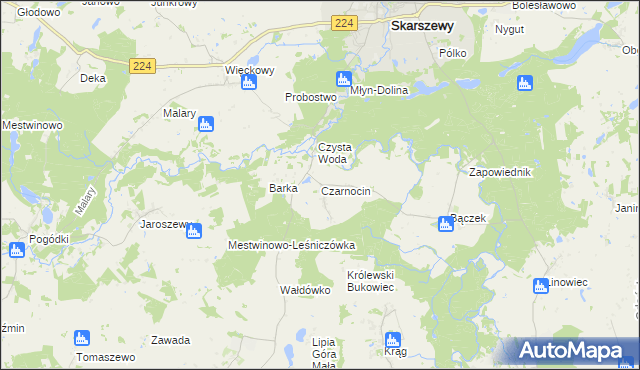 mapa Czarnocin gmina Skarszewy, Czarnocin gmina Skarszewy na mapie Targeo
