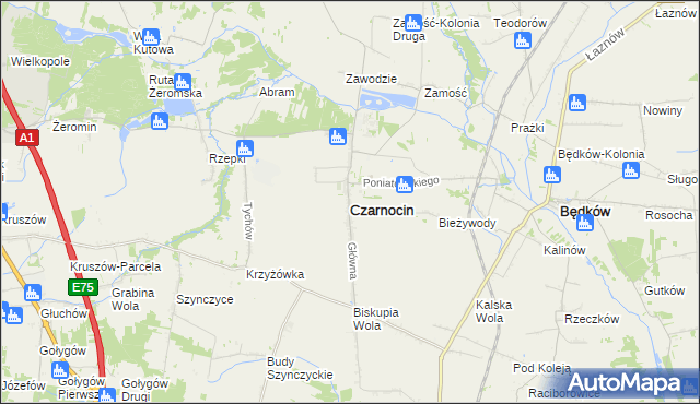 mapa Czarnocin powiat piotrkowski, Czarnocin powiat piotrkowski na mapie Targeo