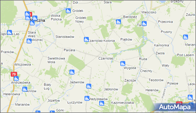 mapa Czarnolas gmina Policzna, Czarnolas gmina Policzna na mapie Targeo