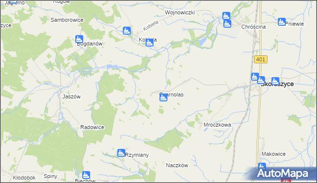 mapa Czarnolas gmina Skoroszyce, Czarnolas gmina Skoroszyce na mapie Targeo