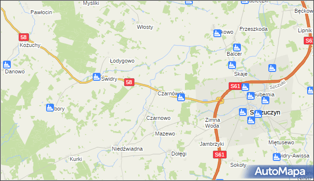 mapa Czarnówek, Czarnówek na mapie Targeo