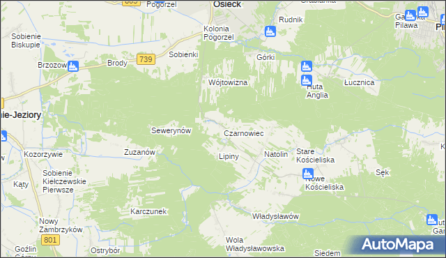 mapa Czarnowiec gmina Osieck, Czarnowiec gmina Osieck na mapie Targeo