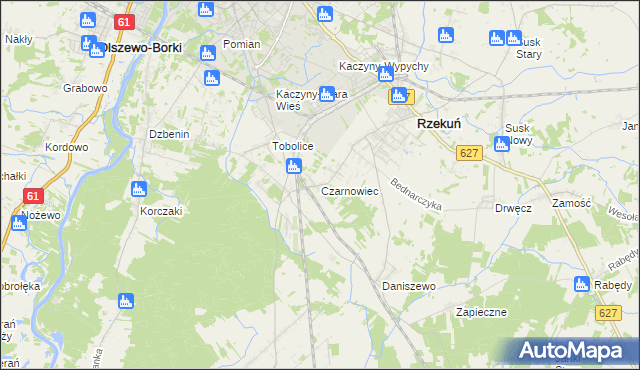 mapa Czarnowiec gmina Rzekuń, Czarnowiec gmina Rzekuń na mapie Targeo