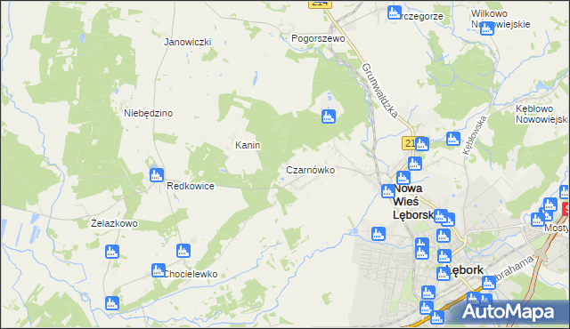 mapa Czarnówko gmina Nowa Wieś Lęborska, Czarnówko gmina Nowa Wieś Lęborska na mapie Targeo