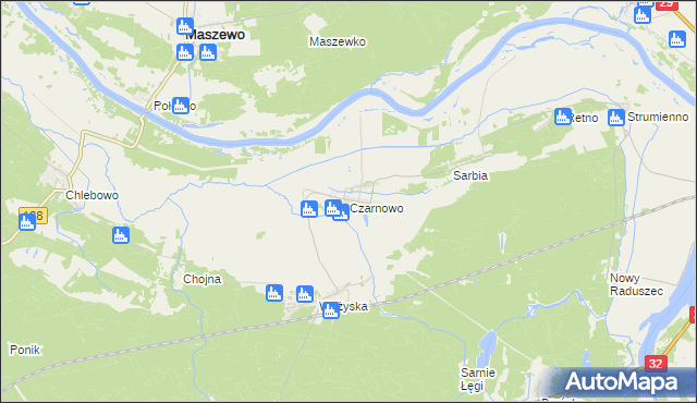 mapa Czarnowo gmina Krosno Odrzańskie, Czarnowo gmina Krosno Odrzańskie na mapie Targeo