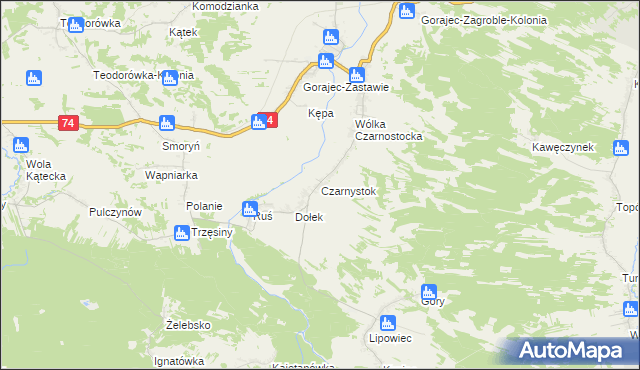 mapa Czarnystok gmina Radecznica, Czarnystok gmina Radecznica na mapie Targeo