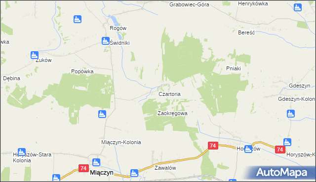 mapa Czartoria gmina Miączyn, Czartoria gmina Miączyn na mapie Targeo