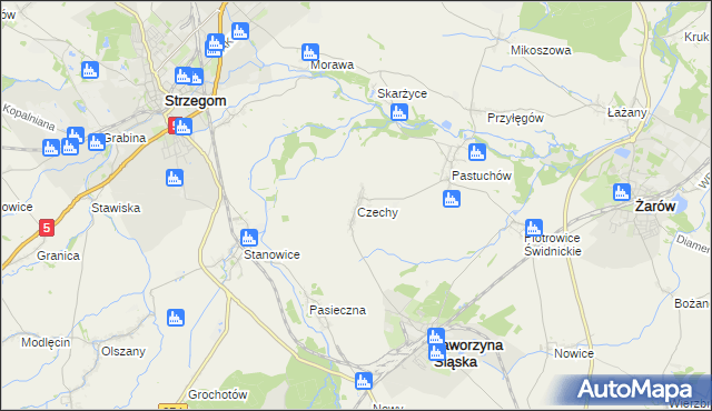 mapa Czechy gmina Jaworzyna Śląska, Czechy gmina Jaworzyna Śląska na mapie Targeo