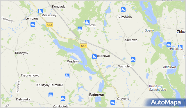 mapa Czekanowo gmina Bobrowo, Czekanowo gmina Bobrowo na mapie Targeo