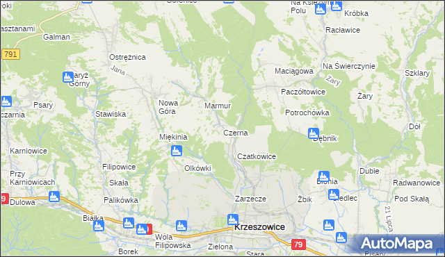 mapa Czerna gmina Krzeszowice, Czerna gmina Krzeszowice na mapie Targeo