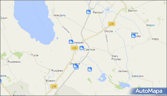 mapa Czernice gmina Pyrzyce, Czernice gmina Pyrzyce na mapie Targeo