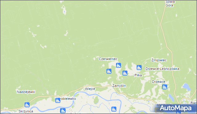 mapa Czerwieniec gmina Skwierzyna, Czerwieniec gmina Skwierzyna na mapie Targeo