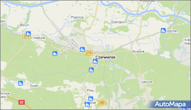 mapa Czerwieńsk, Czerwieńsk na mapie Targeo
