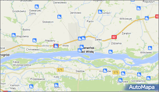 mapa Czerwińsk nad Wisłą, Czerwińsk nad Wisłą na mapie Targeo