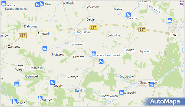 mapa Czerwonka-Folwark, Czerwonka-Folwark na mapie Targeo