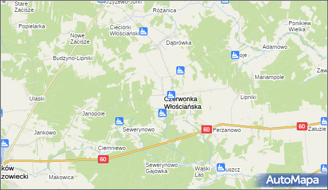 mapa Czerwonka Włościańska, Czerwonka Włościańska na mapie Targeo