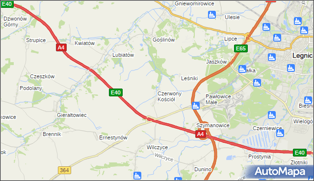 mapa Czerwony Kościół, Czerwony Kościół na mapie Targeo