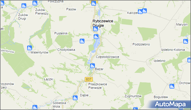 mapa Częstoborowice, Częstoborowice na mapie Targeo