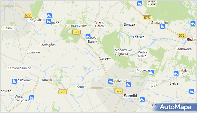 mapa Czyżew gmina Sanniki, Czyżew gmina Sanniki na mapie Targeo