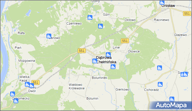 mapa Dąbrowa Chełmińska, Dąbrowa Chełmińska na mapie Targeo